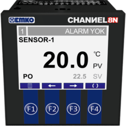 EMKO CHANNEL8-N.1.R.200 Mehrkanal Temperaturanzeige für Pt100 Widerstandsthermometer mit Alarmausgängen 230 V AC, RS232
